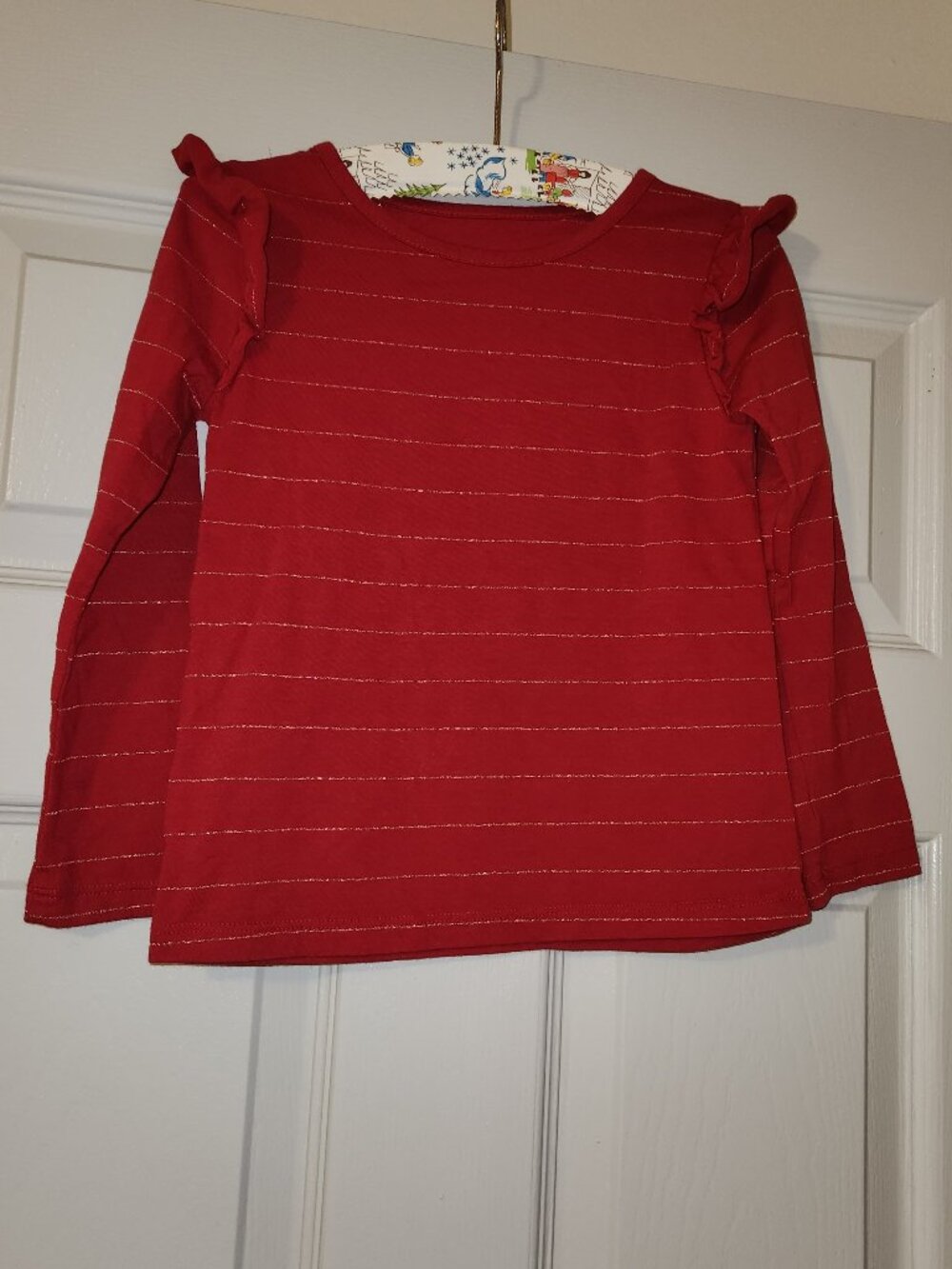 Thereabouts Girls Red Striped Ruffle Long Sleeve Shirt Size 5T